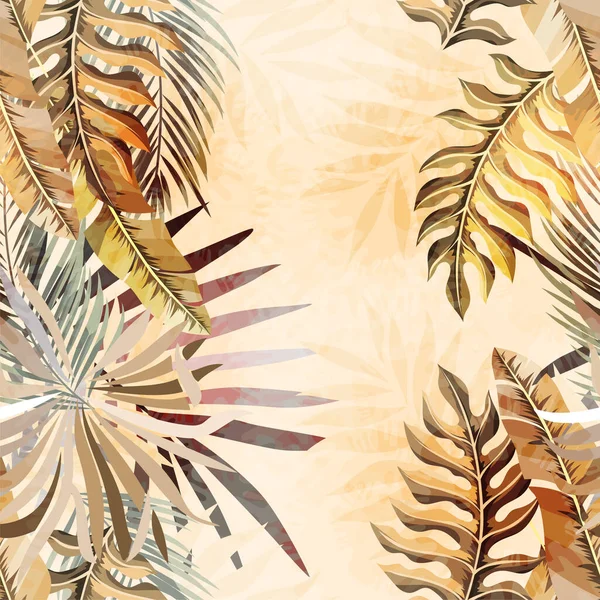Motif Tropical Tendance Sans Couture Avec Des Feuilles Des Plantes — Image vectorielle