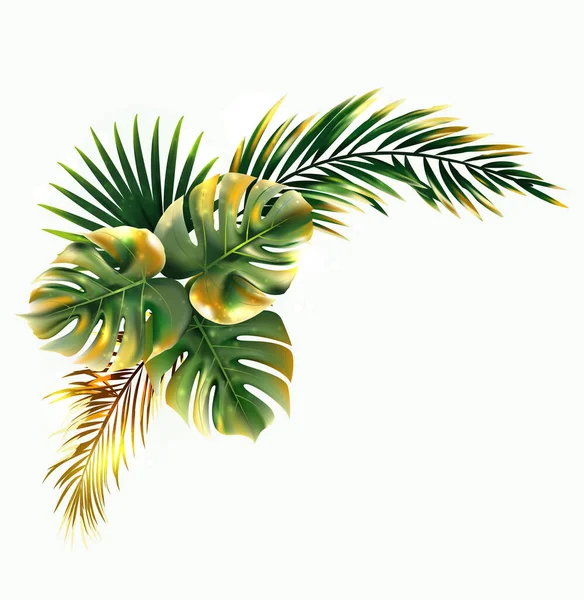 Kytice Zlaté Tropické Listy Rostlin — Stockový vektor