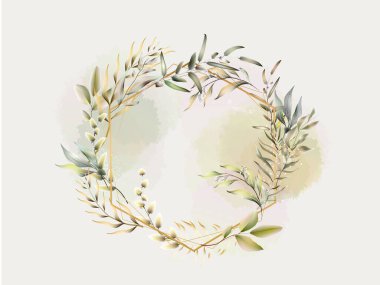 Altın çerçeveli güzel çiçek kartı. 