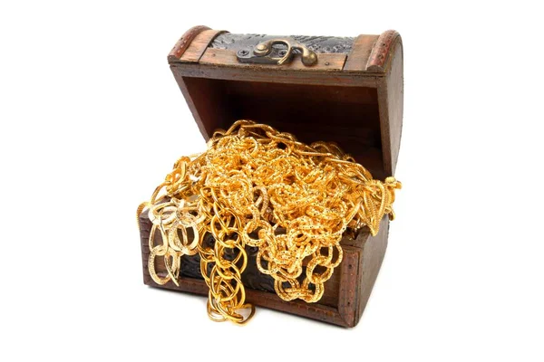 Cadenas doradas en caja — Foto de Stock