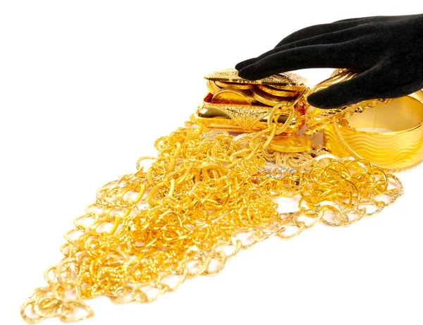 Lot of golden jewelry — Stock Photo, Image