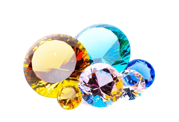 Colorful diamonds on white — Stock Photo, Image