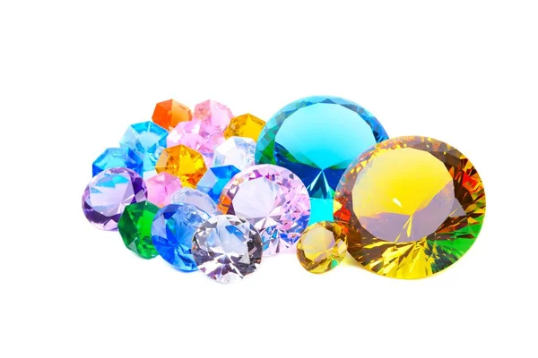 Diamantes coloridos em branco — Fotografia de Stock