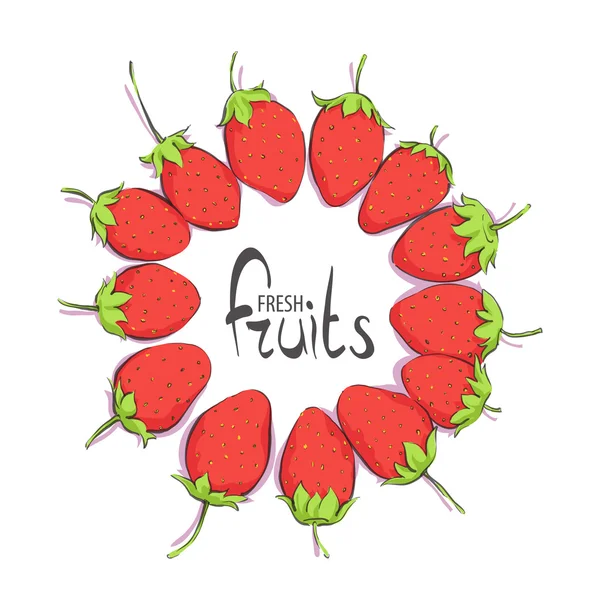 Round frame of strawberries — Stock vektor