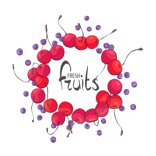 Kreis aus saftigen Früchten — Stockvektor
