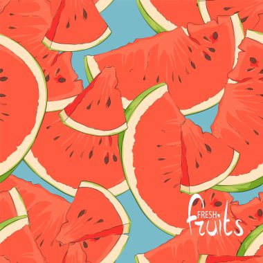 Juicy watermelon with seeds clipart