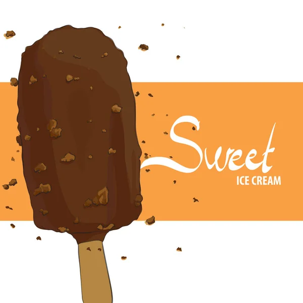 Helado de chocolate dulce — Vector de stock