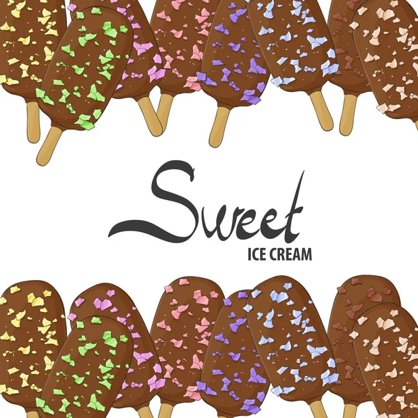 Sok édes fagylalt — Stock Vector