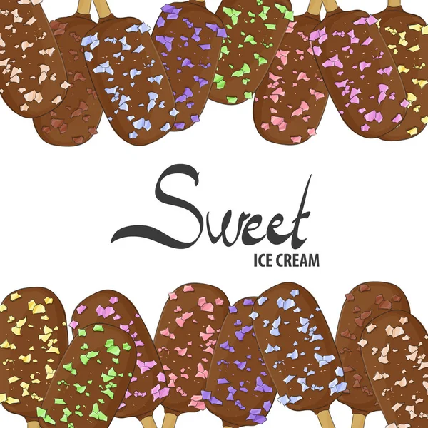 Muchos helados de chocolate — Vector de stock