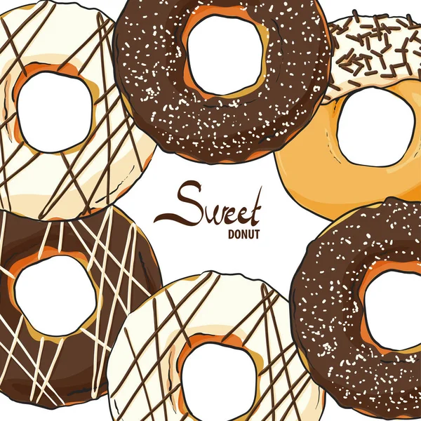 Вкусные шоколадные пончики — стоковый вектор