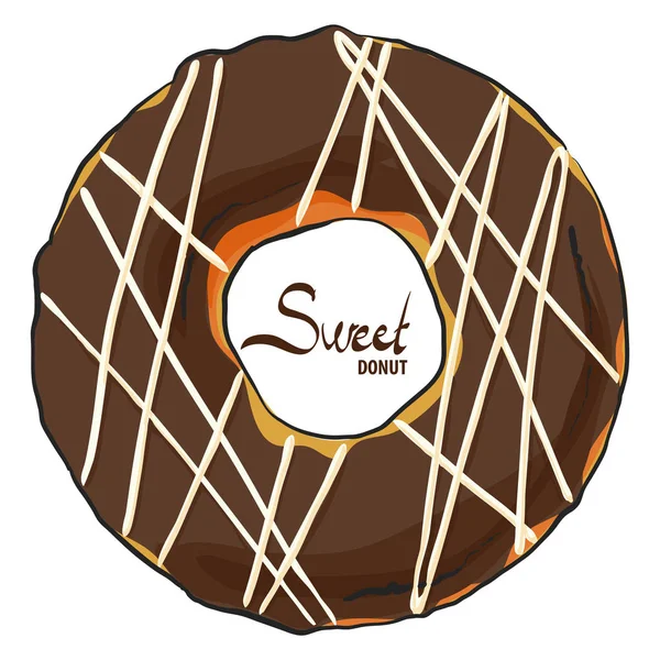 Chocolate donut med vit glasyr — Stock vektor