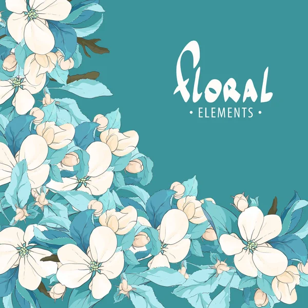 Sakura sobre el fondo azul — Vector de stock