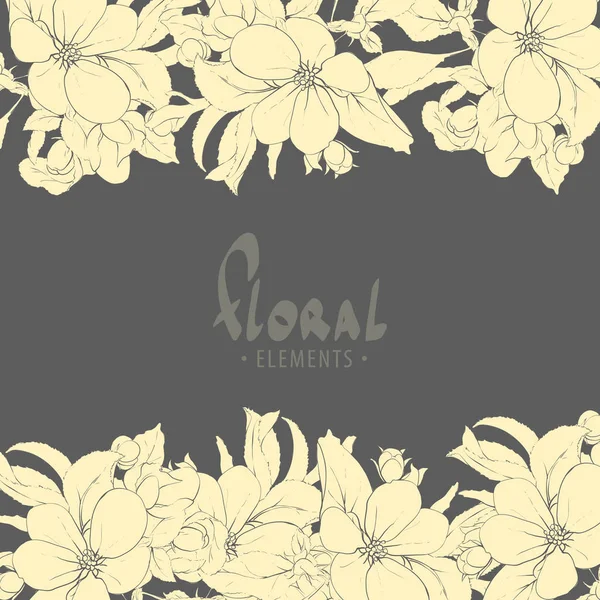 Fleurs parfumées cerise sur fond sombre — Image vectorielle