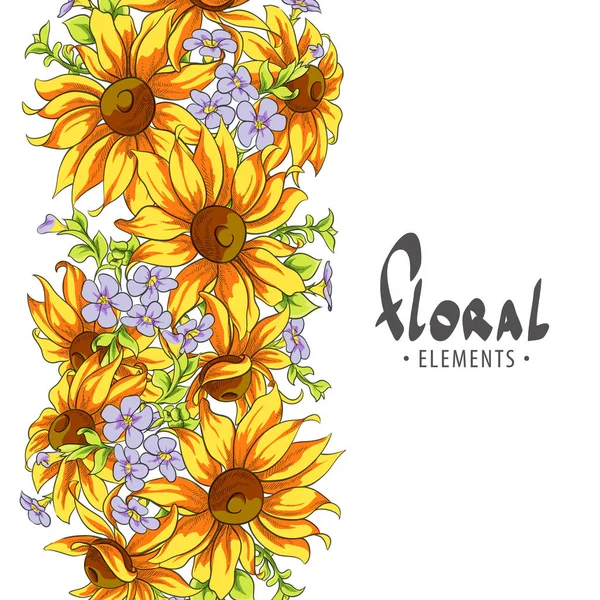 Sonnenblumen auf weißem Hintergrund Stockillustration