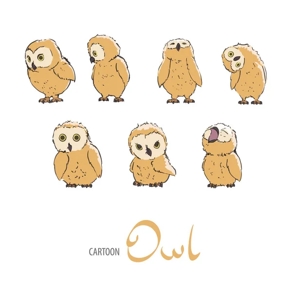 Sevimli owlet seti — Stok Vektör