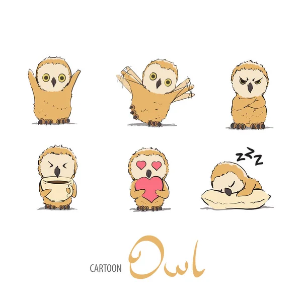 Sevimli owlet seti — Stok Vektör