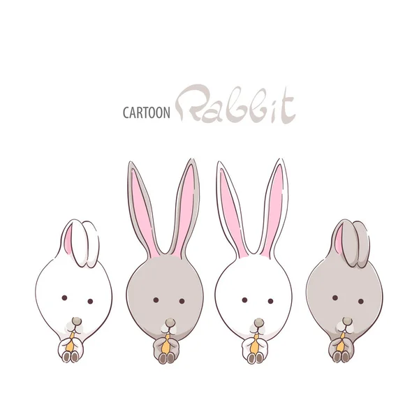 Cute funny rabbits — Stock Vector