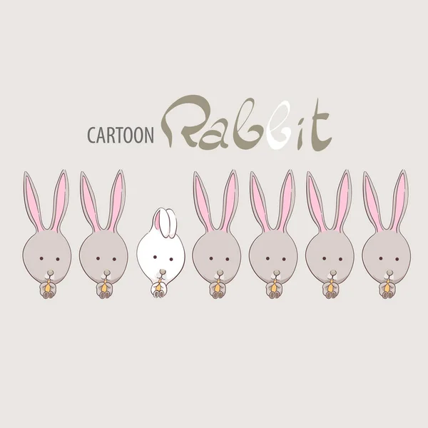 Cute funny rabbits — Stock Vector