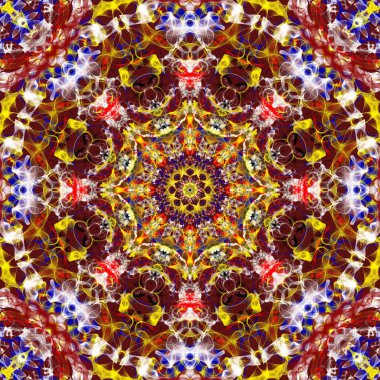 Renkli desen Hint kabile geleneksel öğeleri ile çiçek daire. Lüks kumaş dokusu. Boho Tekstil arka plan, oryantal etnik halı