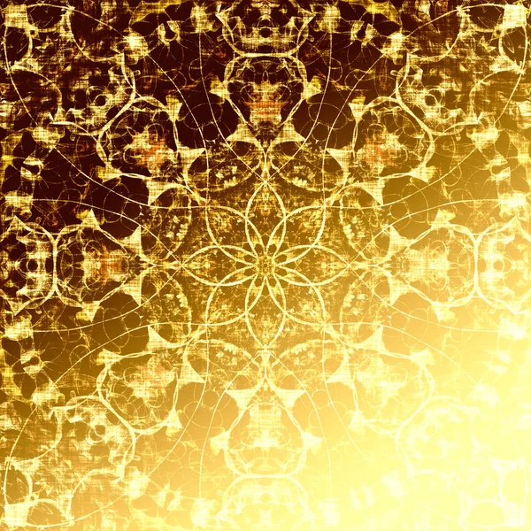 Gold oriental pattern, metallic circle with traditional tribal elements. Elegant luxury texture for wallpapers, advertisement, page fill, book covers etc. Golden boho textile background