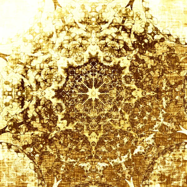Golden Christmas pattern, metallic oriental circle with traditional tribal elements. Elegant luxury texture for wallpapers, advertisement, page fill, book covers etc. Gold boho textile background — Stock Photo, Image