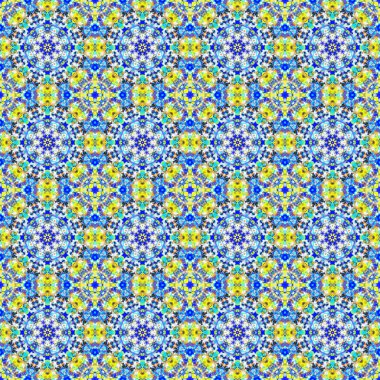 Mavi ve sarı Fas kabile seamless modeli geleneksel öğeleri ile