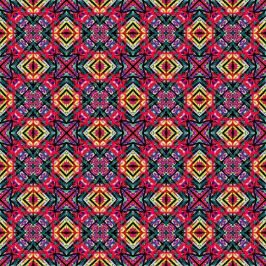 Hint geleneksel öğeleri ile parlak Dikişsiz Aztek desen