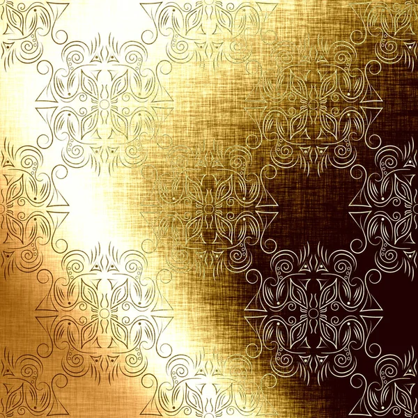 Gold aztec and mayan pattern with indian traditional elements — Stock Photo, Image