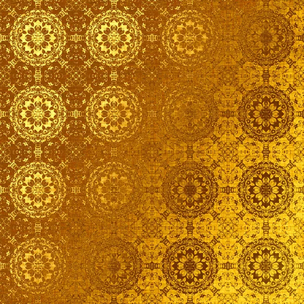 Golden oriental pattern with folk traditional elements — Stock Photo, Image