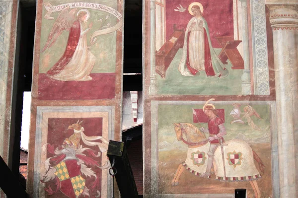 Gemälde Fresken Außenmalerei Verschiedener Historischer Figuren — Stockfoto