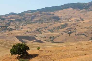 Sicilya 'daki tepeli doğal manzara