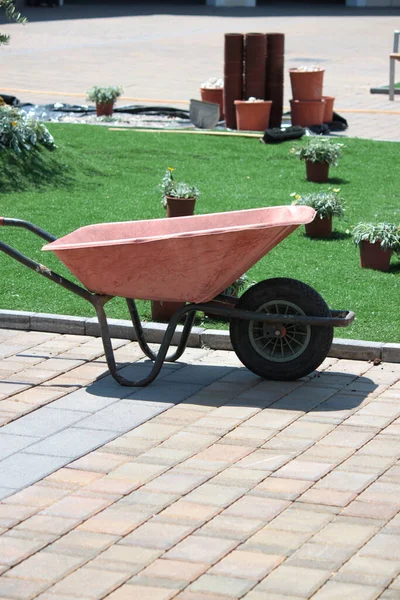 Wheelbarrow Material Transport Manual Work — Stock Photo, Image