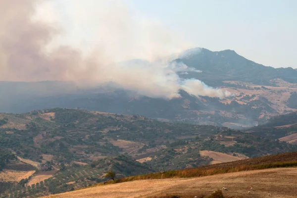 View Agricultural Fire Center Sicily — Stock Photo, Image