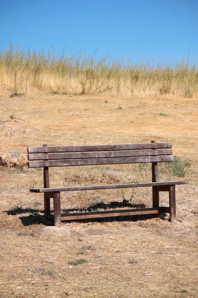 Panca Legno Nel Parco Esterno — Foto Stock