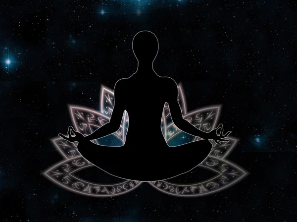 Yoga meditasi duduk dalam postur teratai — Stok Foto
