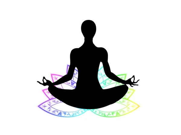 Meditazione yoga seduta in posizione di loto Immagine Stock