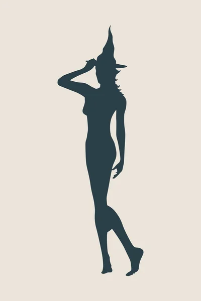 Una giovane icona della strega. Strega silhouette — Vettoriale Stock