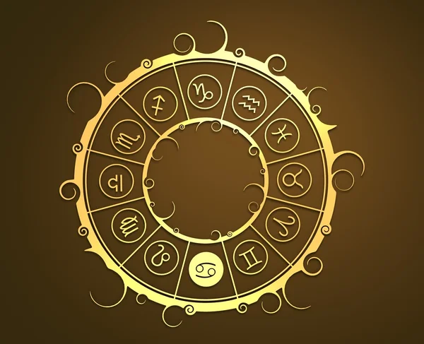 Astrologia symbols w golden circle. Krab znak — Zdjęcie stockowe