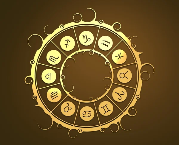 Astrologia symbols w golden circle — Zdjęcie stockowe