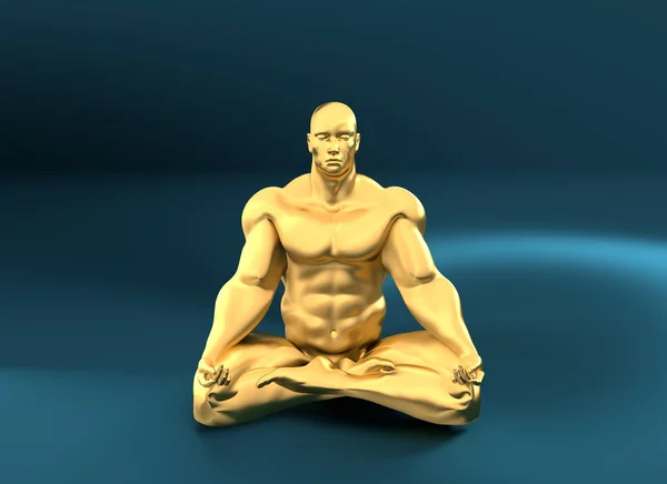Muscular man meditation.