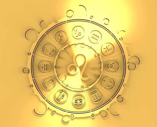 Astrologia symbols w golden circle. Znak Lwa — Zdjęcie stockowe