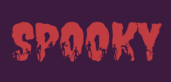 Spooky word en silhouetten op hen — Stockvector