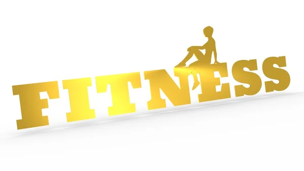 Woman silhouette on fitness text — Stock Photo, Image
