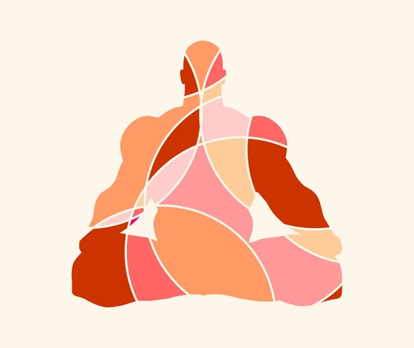 Meditazione muscolare dell'uomo. Illustrazione astratta multicolore — Vettoriale Stock