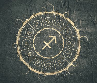 Astroloji sembolleri bir dairede. Archer işareti
