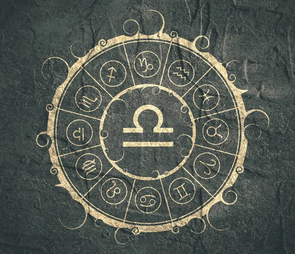 Astrologie symbolen in de cirkel. Schalen teken — Stockfoto