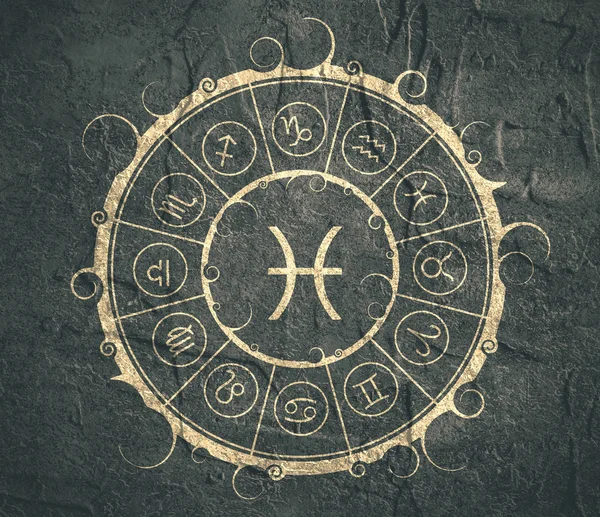 Astrologia symbole w koło. Znak ryb — Zdjęcie stockowe