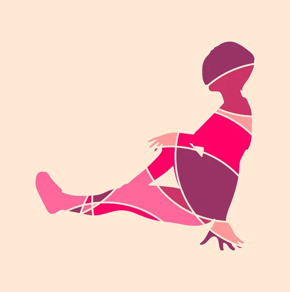 Спортивная женщина сидит на полу — стоковый вектор