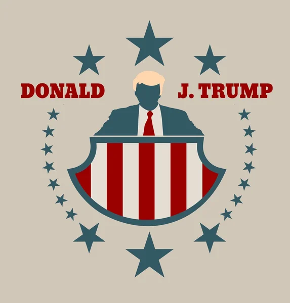 Человек на плоской иконе с цитатой Дональда Трампа — стоковый вектор