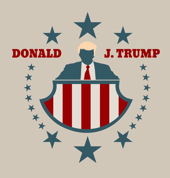 Man flat icon with Donald Trump quote